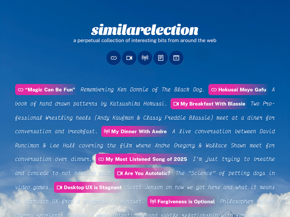 A screenshot of the similarselection homepage